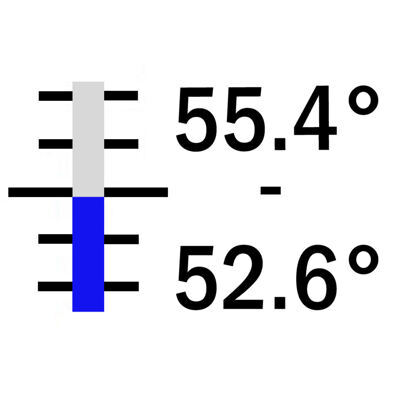 +52.6° +55.4° C / 0.05° (0°), 320 mm