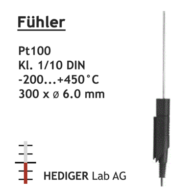 Pt100, Smartprobe P795 -200...+450 °C 300 x 6,0 mm