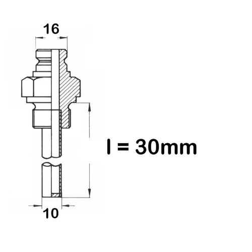 Tauchrohr: l = 30 mm - G 1/2 Standard  /  Messing